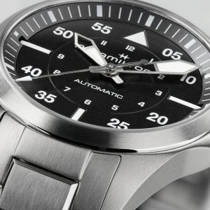 Zegarek Hamilton Khaki Aviation Zegarek damski czarna tarcza 36 mm (H76215130) 2