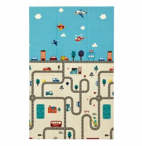 LeanToys Mata Do Raczkowania Piankowa Składana Dwustronna Droga Misie 120x180 cm 2