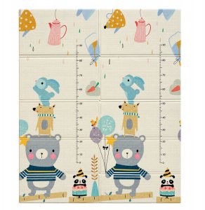 LeanToys Mata edukacyjna do raczkowania piankowa składana dwustronna pandy 180x150cm 2