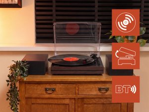 Gramofon Audizio Z głośnikami Akron - ciemne drewno one size 15