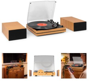 Gramofon Audizio Z głośnikami Akron - bambusowe drewno one size 3