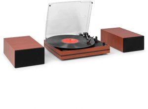 Gramofon Audizio Z głośnikami Akron - drewno wiśniowe one size 2
