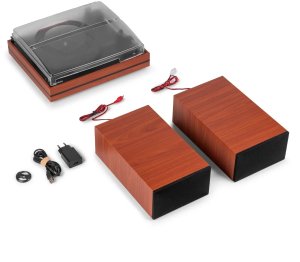 Gramofon Audizio Z głośnikami Akron - drewno wiśniowe one size 3