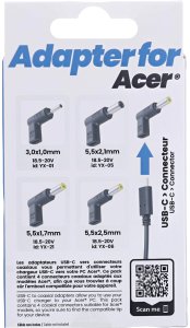 Adapter USB TnB Zestaw adapterów USB-C Pd 4x adapter do Acer - 90w Yx-01 Yx-05 Yx-21 Yx-06 / Chtipac (SB12258) 6