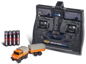 Himoto Carson 1:87 M-B Unimog U406 z przyczepą 2,4G 100% RTR pomarańczowy (500504177) 2