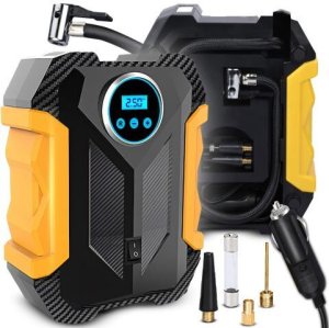 Kompresor samochodowy Retoo Pompka elektryczna kompresor samochodowy sprężarka do kół 12V LCD LED -ER1252 (5907056101871) 2