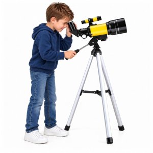 Teleskop LeanToys Astronomiczny Dla Dzieci Statyw Żółty Powiększenie 150x 4