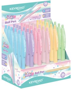 Keyroad Długopis automatyczny Pastel, 1 mm, wkład niebieski, pakowane w displayu, mix kolorów (KR973100) 2