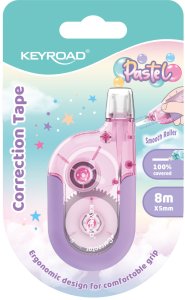 Keyroad Korektor w taśmie Pastel, 5 mmx8m, ze skuwką, blister, mix kolorów (KR973087) 2