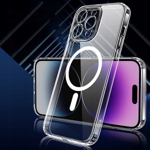 krainaGSM Etui Do Iphone 14 Pro Wzmacniane Do Magsafe Anti Shock Clear Case + Szkło 2