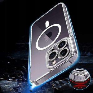krainaGSM Etui Do Iphone 14 Pro Wzmacniane Do Magsafe Anti Shock Clear Case + Szkło 5
