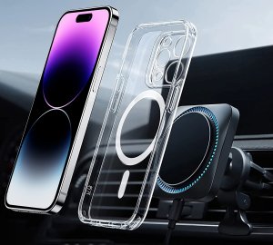 krainaGSM Etui Do Iphone 14 Pro Wzmacniane Do Magsafe Anti Shock Clear Case + Szkło 6