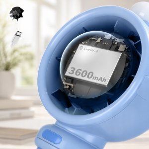 Warmco Wiatrak wentylator do wózka łóżeczka dziecięcego chłodzenie z lampką LED 3