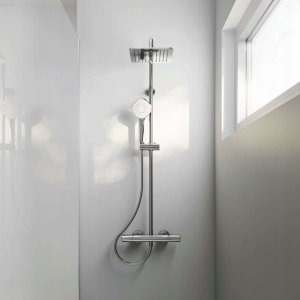 Zestaw prysznicowy Ideal Standard Stationary shower system Ceratherm T100, with Evo Diamond 200x200 mm head and hand shower, chrome (A7240AA) 4