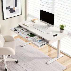 Biurko Triadyn Nowe Biurko WorkBase D 1206 elektryczna regulacja wysokości 120x60cm z szufladą białe 2
