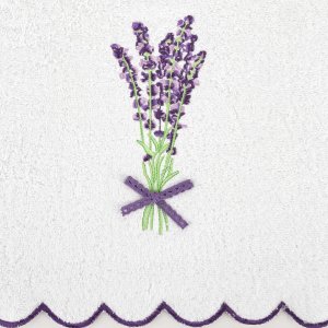 Eurofirany Ręcznik łazienkowy 50x90 cm biały bawełniany haft kwiatowy VIOLA 2