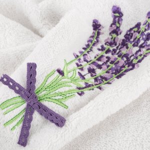 Eurofirany Ręcznik łazienkowy 50x90 cm biały bawełniany haft kwiatowy VIOLA 3