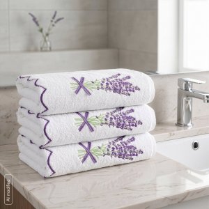 Eurofirany Ręcznik łazienkowy 50x90 cm biały bawełniany haft kwiatowy VIOLA 4