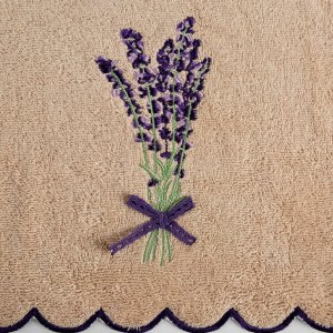 Eurofirany Ręcznik kąpielowy 70x140 cm beżowy bawełniany 500 g/m haft kwiatowy VIOLA 2