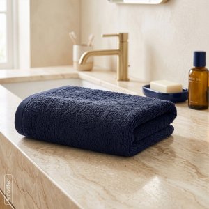 Eurofirany Bawełniany ręcznik łazienkowy 50x90 cm granatowy 500 g/m BASIC2 5