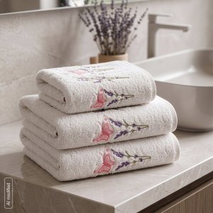 Eurofirany Bawełniany ręcznik łazienkowy 50x90 cm biały haft kwiatowy VIKI 4