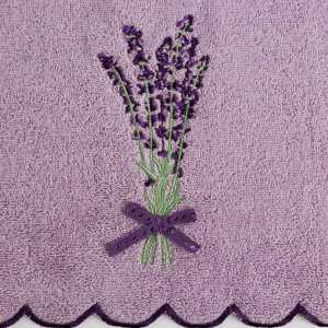 Eurofirany Ręcznik łazienkowy 50x90 cm fioletowy bawełniany 500 g/m haft kwiatowy VIOLA 2