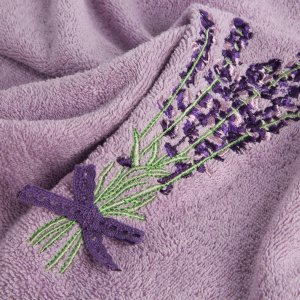 Eurofirany Ręcznik łazienkowy 50x90 cm fioletowy bawełniany 500 g/m haft kwiatowy VIOLA 3
