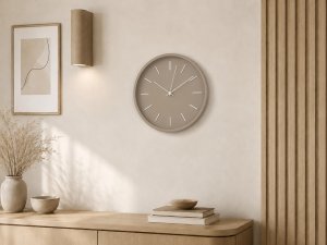 Uniprodo Zegar ścienny 30 cm taupe okrągły dekoracyjny do salonu kuchni 5