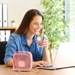 Wentylator Topk Wiatrak USB Cichy mini wentylator biurkowy chłodzenie TOPK K50 różowy 11