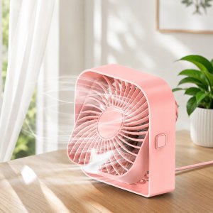 Wentylator Topk Wiatrak USB Cichy mini wentylator biurkowy chłodzenie TOPK K50 różowy 10