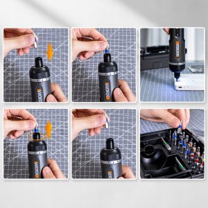 Worx Wielofunkcyjny zestaw śrubokrętów wkrętaków 4V magnetyczne WORX WX242 6