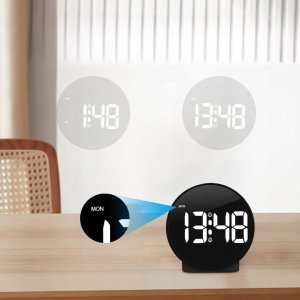EDUP Cyfrowy zegar elektroniczny HD stołowy na biurko 3D podwójny budzik 12