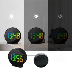 EDUP Cyfrowy zegar elektroniczny HD stołowy na biurko 3D podwójny budzik 6