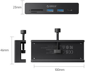 Orico Aktywny hub USB-C 10Gbps, PowerDelivery 60 W, przykręcany, 2x USB-A, czytnik SD, USB-C, czarny (MH5PCM-10-BK-BP) 2