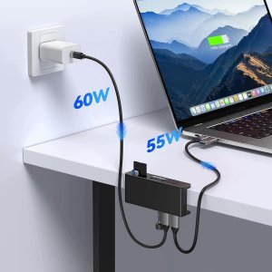 Orico Aktywny hub USB-C 10Gbps, PowerDelivery 60 W, przykręcany, 2x USB-A, czytnik SD, USB-C, czarny (MH5PCM-10-BK-BP) 6