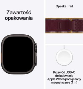 Smartwatch Apple Watch Ultra 4 GPS + Cellular 49mm Black Titanium / Trail Loop M/L Burgundowy  (MJC44QF/A) 7