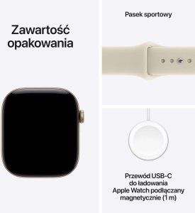 Smartwatch Apple Watch 12 GPS 42mm Light Gold Alu Sport Band S/M Piaskowy  (MJED4MP/A) 8