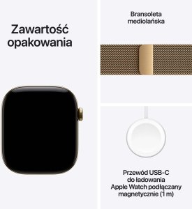 Smartwatch Apple Watch 12 GPS + Cellular 42mm Radiant Gold Titanium Milanese Loop Złoty  (MJGL4MP/A) 7