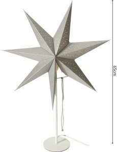 Lampa stołowa Koopman Lampka stojąca gwiazda dekoracyjna 65cm E 14 srebrna 4