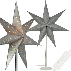 Lampa stołowa Koopman Lampka stojąca gwiazda dekoracyjna 65cm E 14 srebrna 7