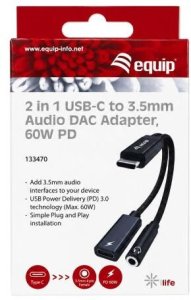 Adapter USB Equip USB-C-> 3-Pin 3.5mm St/Bu DAC 0.12m czarny (133470) 3