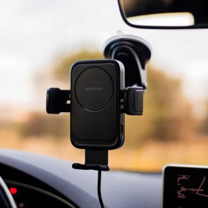 spacecase Uchywt Na Telefon Do Samochodu AutoLock z ładowarką indukcyjną QI 15W czarny 4