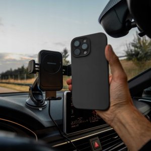 spacecase Uchywt Na Telefon Do Samochodu AutoLock z ładowarką indukcyjną QI 15W czarny 6