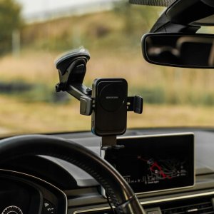 spacecase Uchywt Na Telefon Do Samochodu AutoLock z ładowarką indukcyjną QI 15W czarny 8