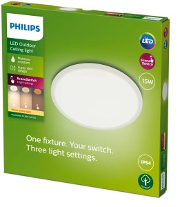 Philips Superslim Ceiling Light 15W, White, Metal, Plastic, IP54, Patio, Garden, II, Contemporary (929003191201) 2