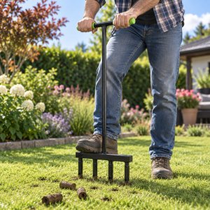 Kadax Aerator rurkowy ręczny 36cm kolce widły napowierzania trawnika piaskowanie 2