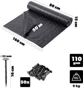 PrimeGarden KADAX Agrotkanina 110gsm P25706 1.6 x 50m 2