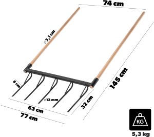 Kadax Aerator ręczny do trawnika wertykulator trawy metalowy z trzonkiem ogrodowy 2