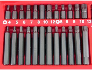 Standart Zestaw 54el. Cr-V bitów końcówki Imbus Spline TORX standard + z otworem (5902553717716) 3