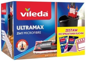 Mop Vileda Płaski Ultramax Box z zestawem kuchennym | rękawiczki Universal 1 para+ściereczka Actifibre Pro kuchenna 1szt. (184939) 2